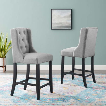 Baronet Counter Bar Stool Upholstered Fabric Set of 2 By HouseBean