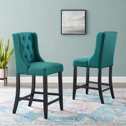 Baronet Counter Bar Stool Upholstered Fabric Set of 2 By HouseBean