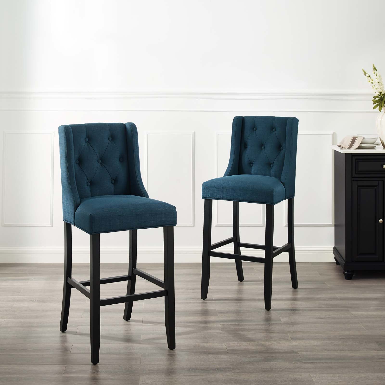 Baronet Bar Stool Upholstered Fabric Set of 2 By HouseBean