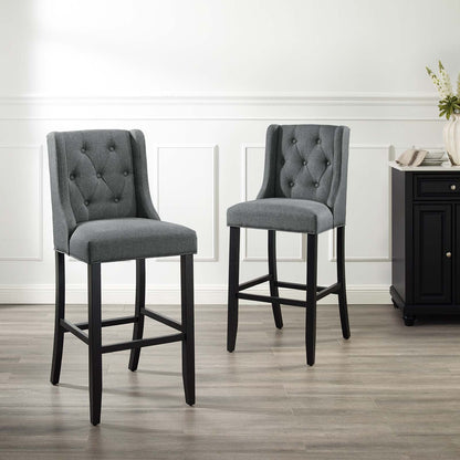 Baronet Bar Stool Upholstered Fabric Set of 2 By HouseBean