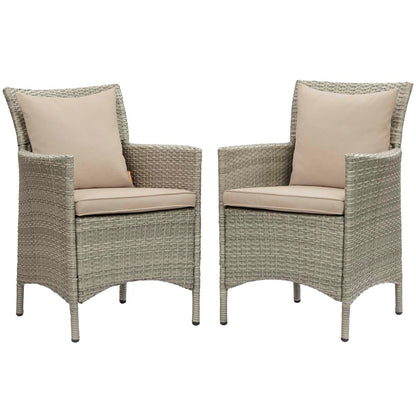 Conduit Outdoor Patio Wicker Rattan Dining Armchair Set of 2 By HouseBean