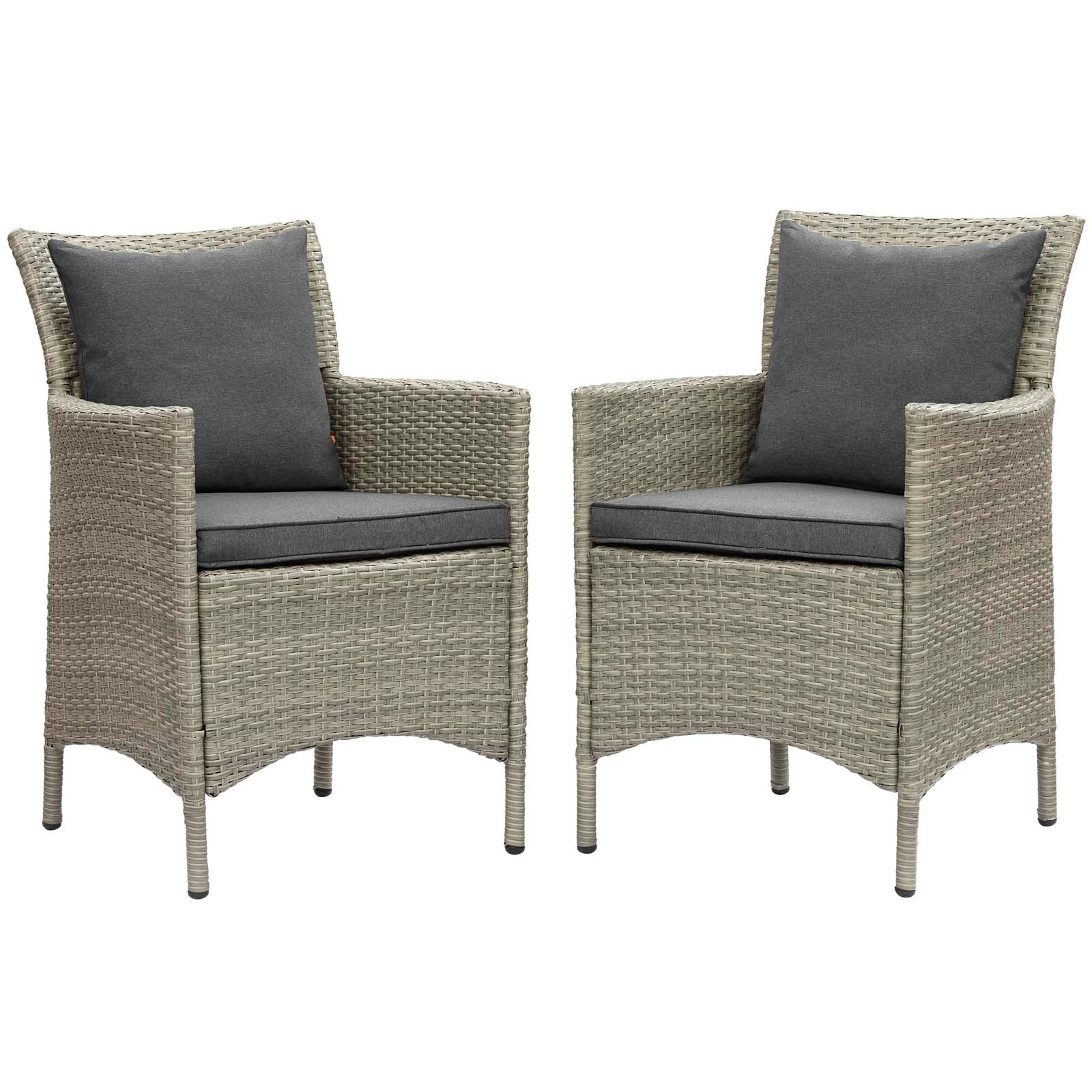 Conduit Outdoor Patio Wicker Rattan Dining Armchair Set of 2 By HouseBean