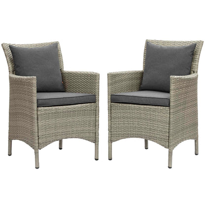 Conduit Outdoor Patio Wicker Rattan Dining Armchair Set of 2 By HouseBean