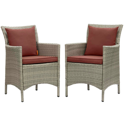 Conduit Outdoor Patio Wicker Rattan Dining Armchair Set of 2 By HouseBean