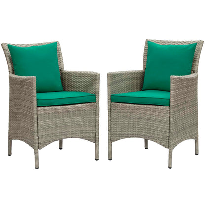 Conduit Outdoor Patio Wicker Rattan Dining Armchair Set of 2 By HouseBean