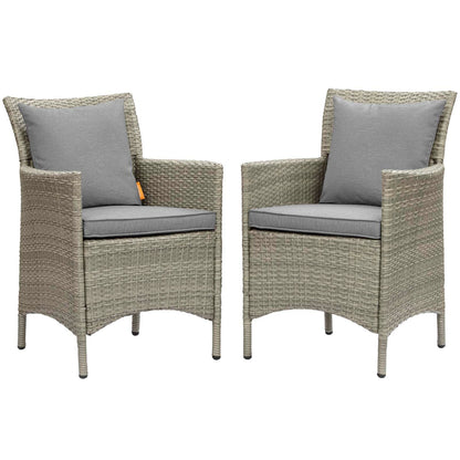 Conduit Outdoor Patio Wicker Rattan Dining Armchair Set of 2 By HouseBean