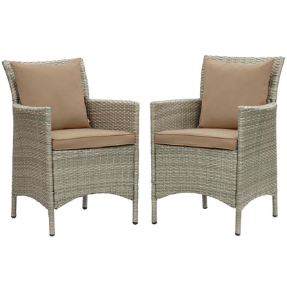 Conduit Outdoor Patio Wicker Rattan Dining Armchair Set of 2 By HouseBean