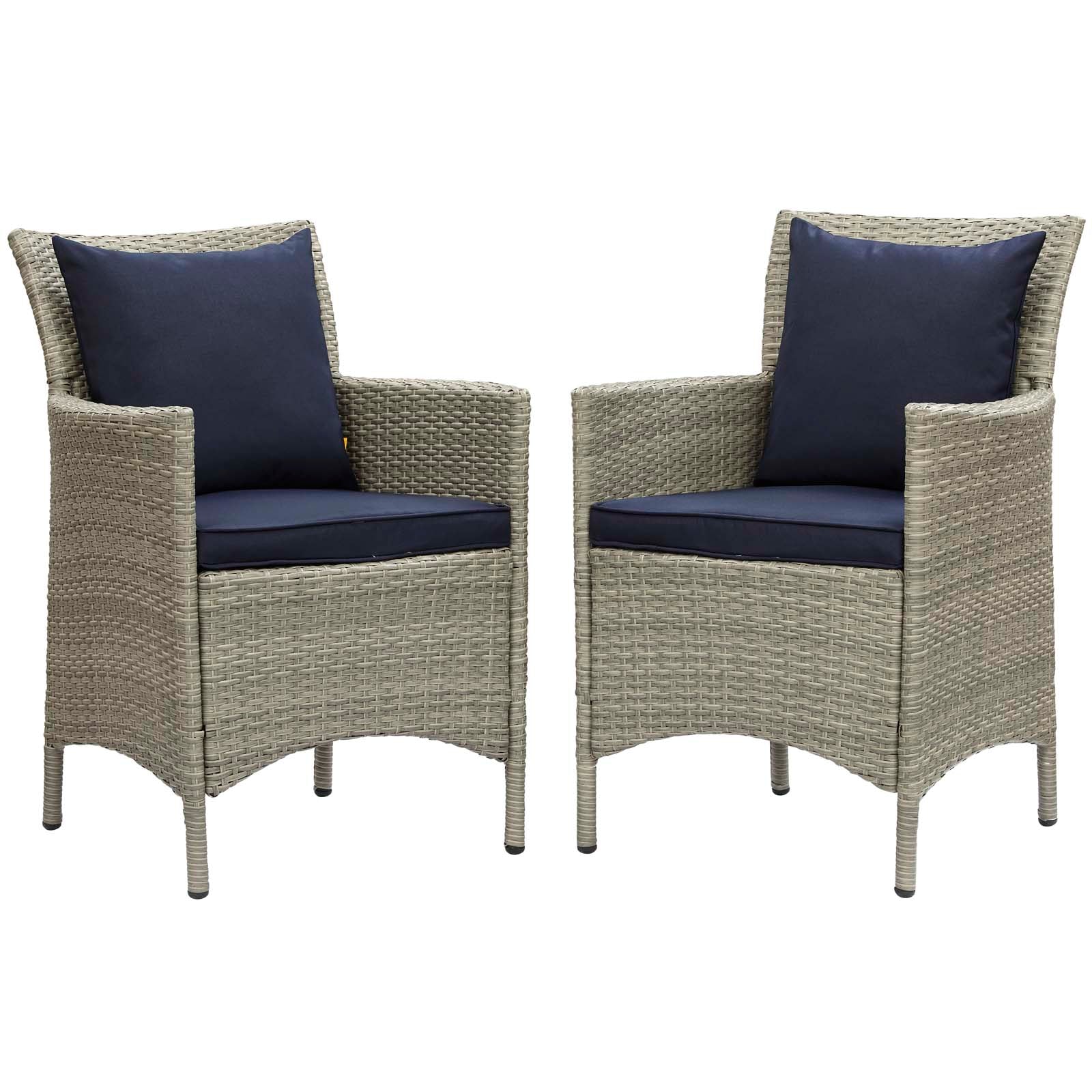 Conduit Outdoor Patio Wicker Rattan Dining Armchair Set of 2 By HouseBean