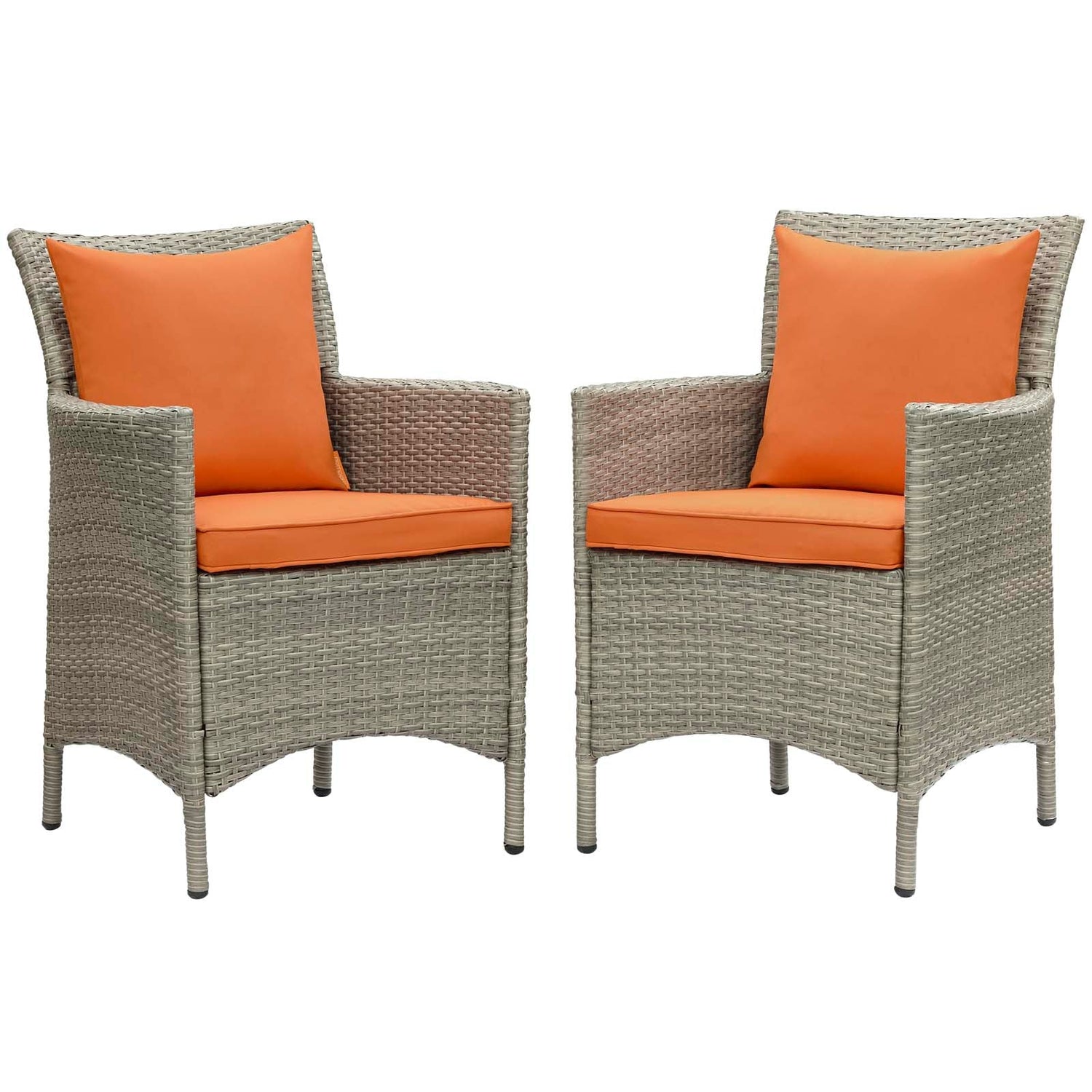 Conduit Outdoor Patio Wicker Rattan Dining Armchair Set of 2 By HouseBean