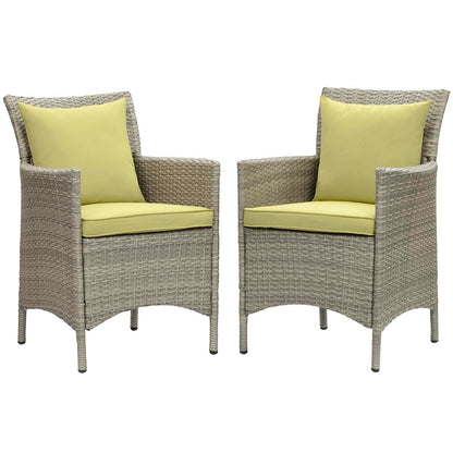 Conduit Outdoor Patio Wicker Rattan Dining Armchair Set of 2 By HouseBean