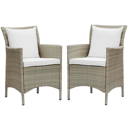 Conduit Outdoor Patio Wicker Rattan Dining Armchair Set of 2 By HouseBean