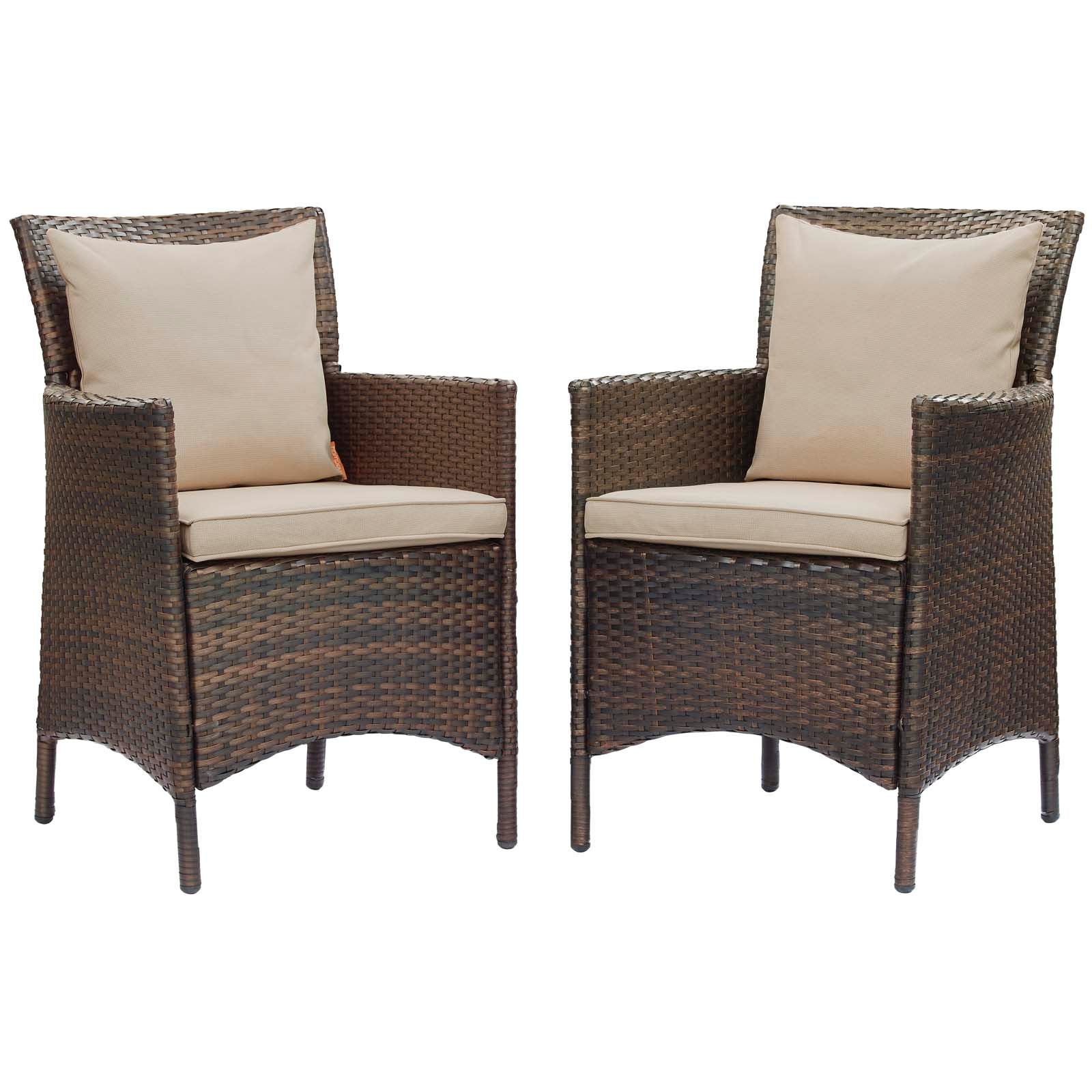 Conduit Outdoor Patio Wicker Rattan Dining Armchair Set of 2 By HouseBean