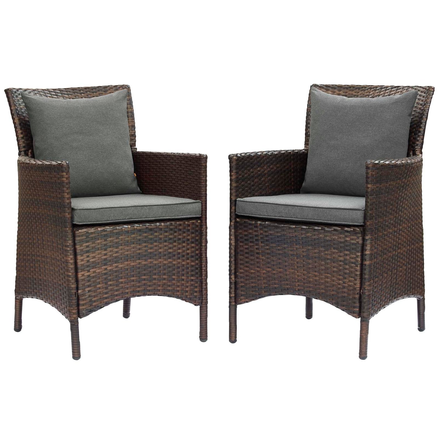 Conduit Outdoor Patio Wicker Rattan Dining Armchair Set of 2 By HouseBean