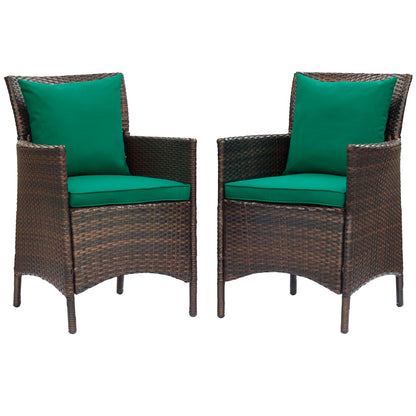 Conduit Outdoor Patio Wicker Rattan Dining Armchair Set of 2 By HouseBean