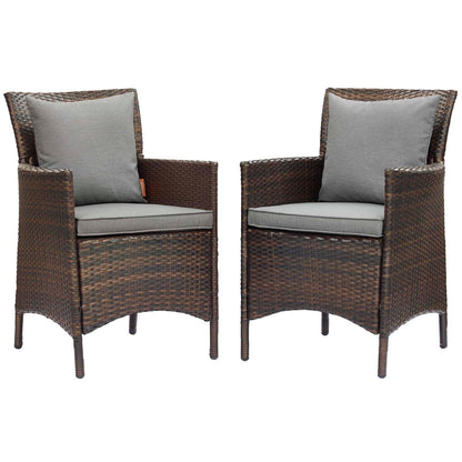 Conduit Outdoor Patio Wicker Rattan Dining Armchair Set of 2 By HouseBean