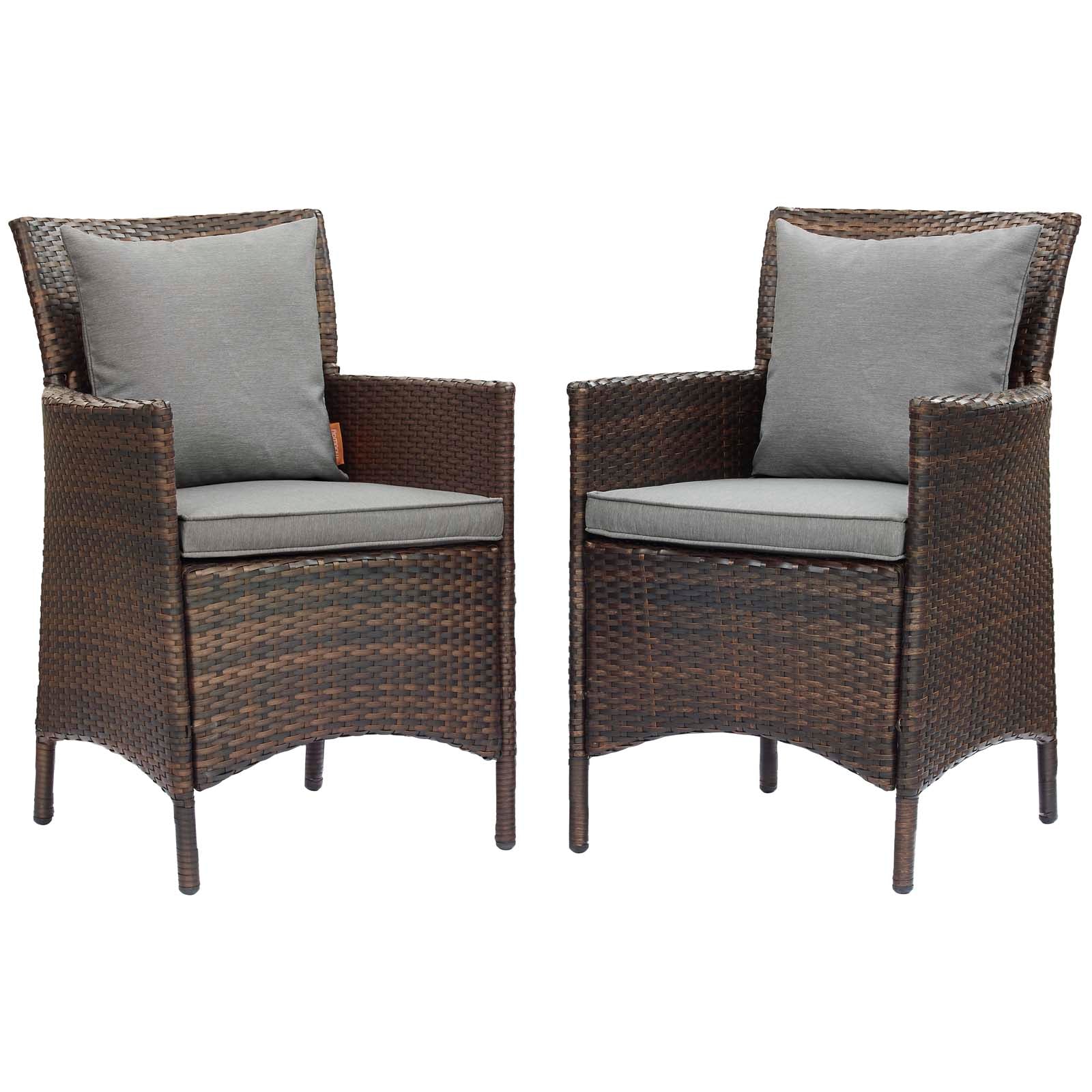 Conduit Outdoor Patio Wicker Rattan Dining Armchair Set of 2 By HouseBean