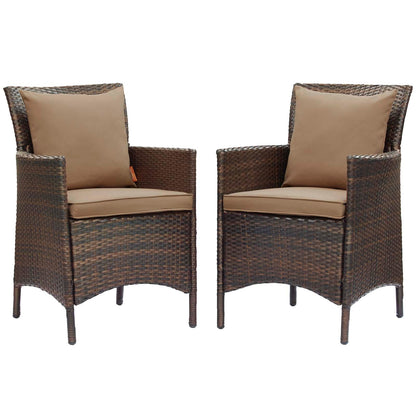 Conduit Outdoor Patio Wicker Rattan Dining Armchair Set of 2 By HouseBean