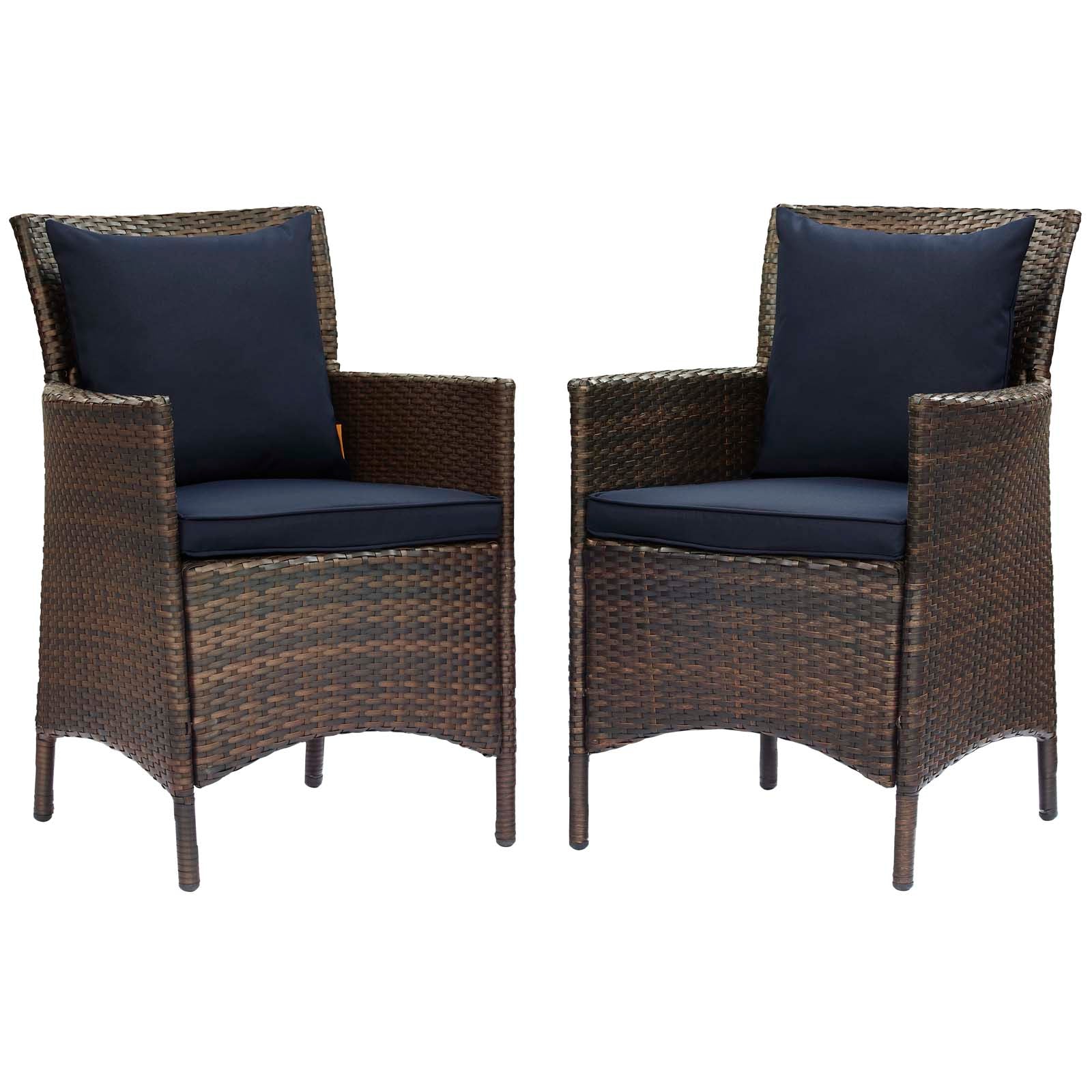 Conduit Outdoor Patio Wicker Rattan Dining Armchair Set of 2 By HouseBean