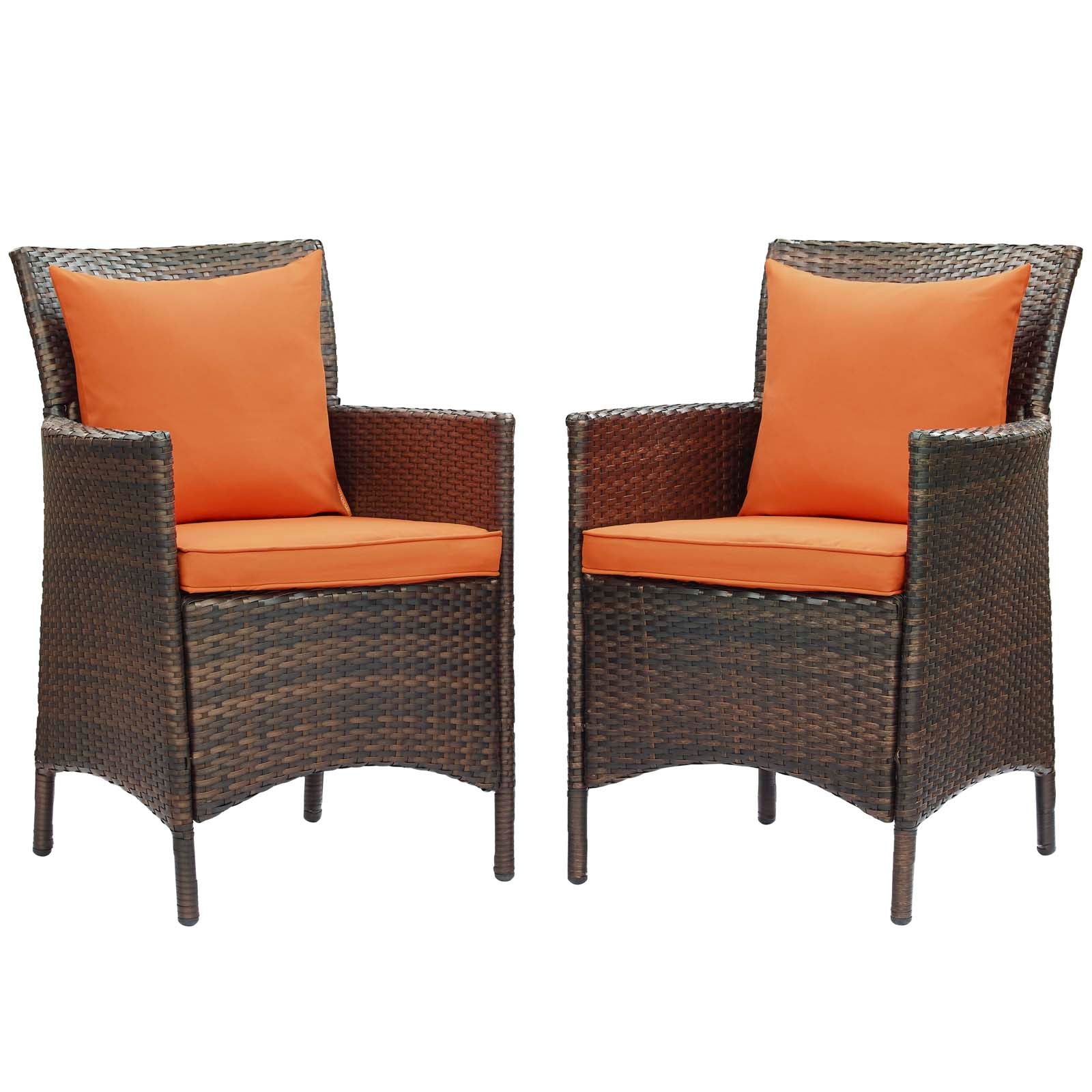 Conduit Outdoor Patio Wicker Rattan Dining Armchair Set of 2 By HouseBean