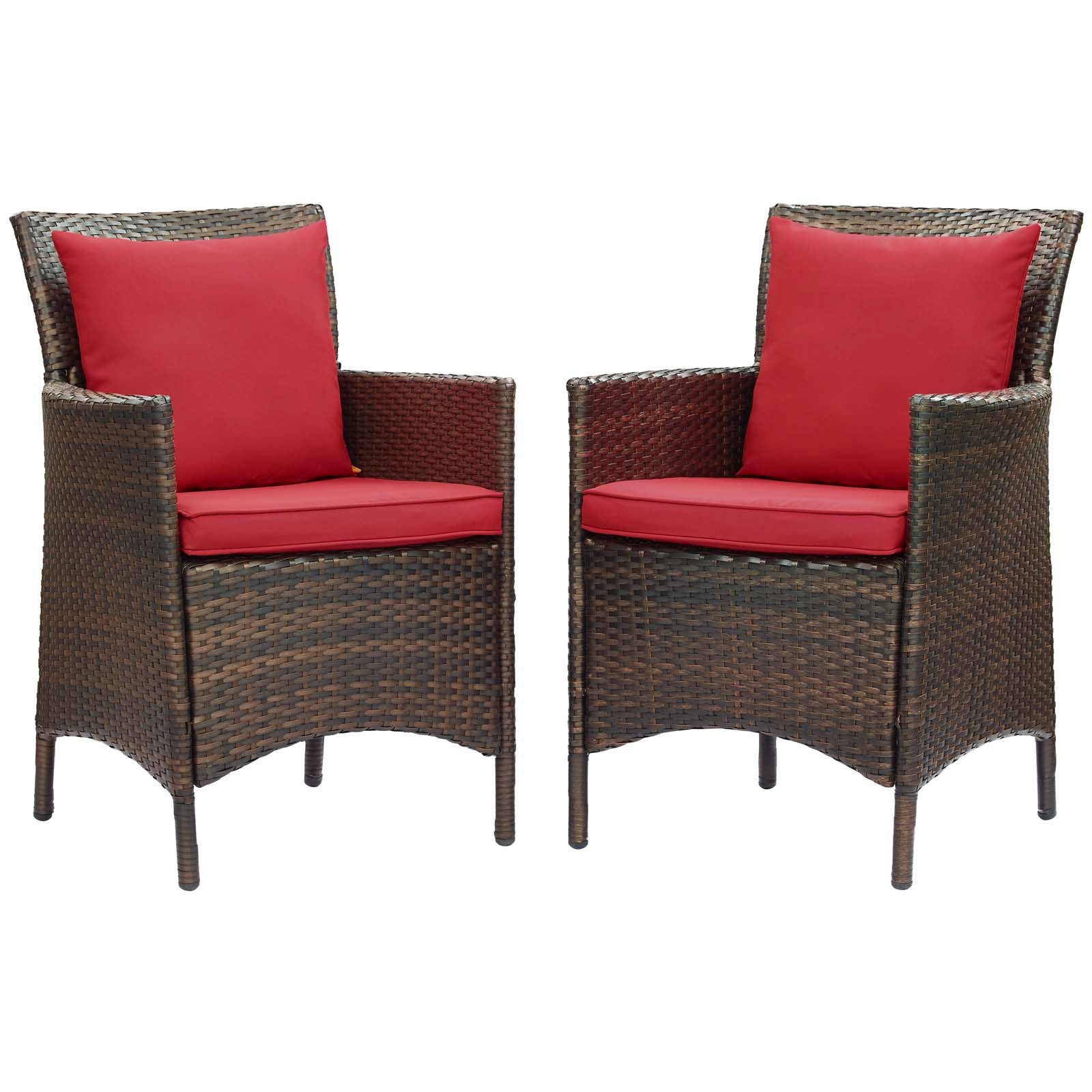 Conduit Outdoor Patio Wicker Rattan Dining Armchair Set of 2 By HouseBean