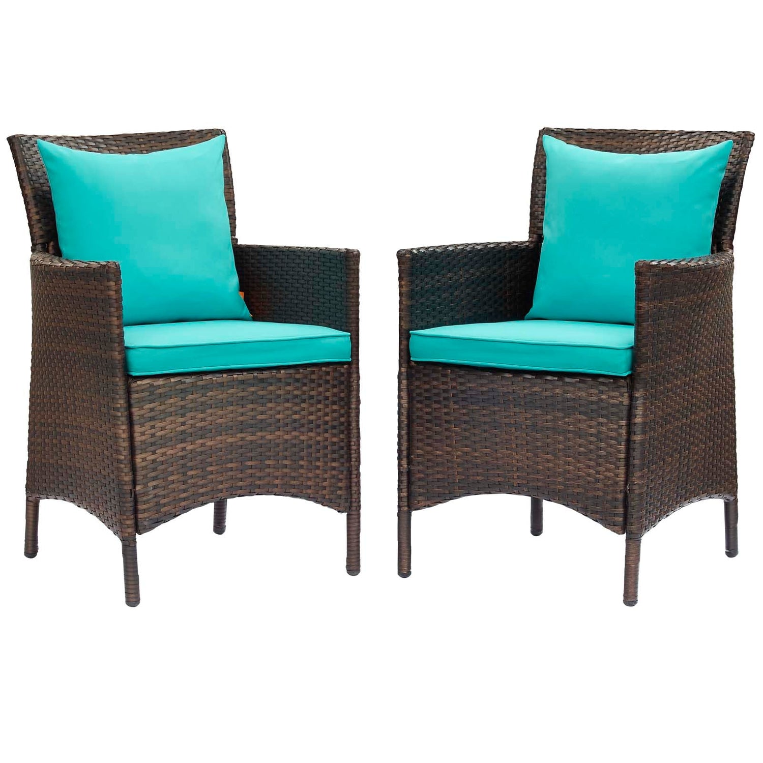 Conduit Outdoor Patio Wicker Rattan Dining Armchair Set of 2 By HouseBean