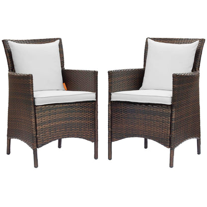 Conduit Outdoor Patio Wicker Rattan Dining Armchair Set of 2 By HouseBean