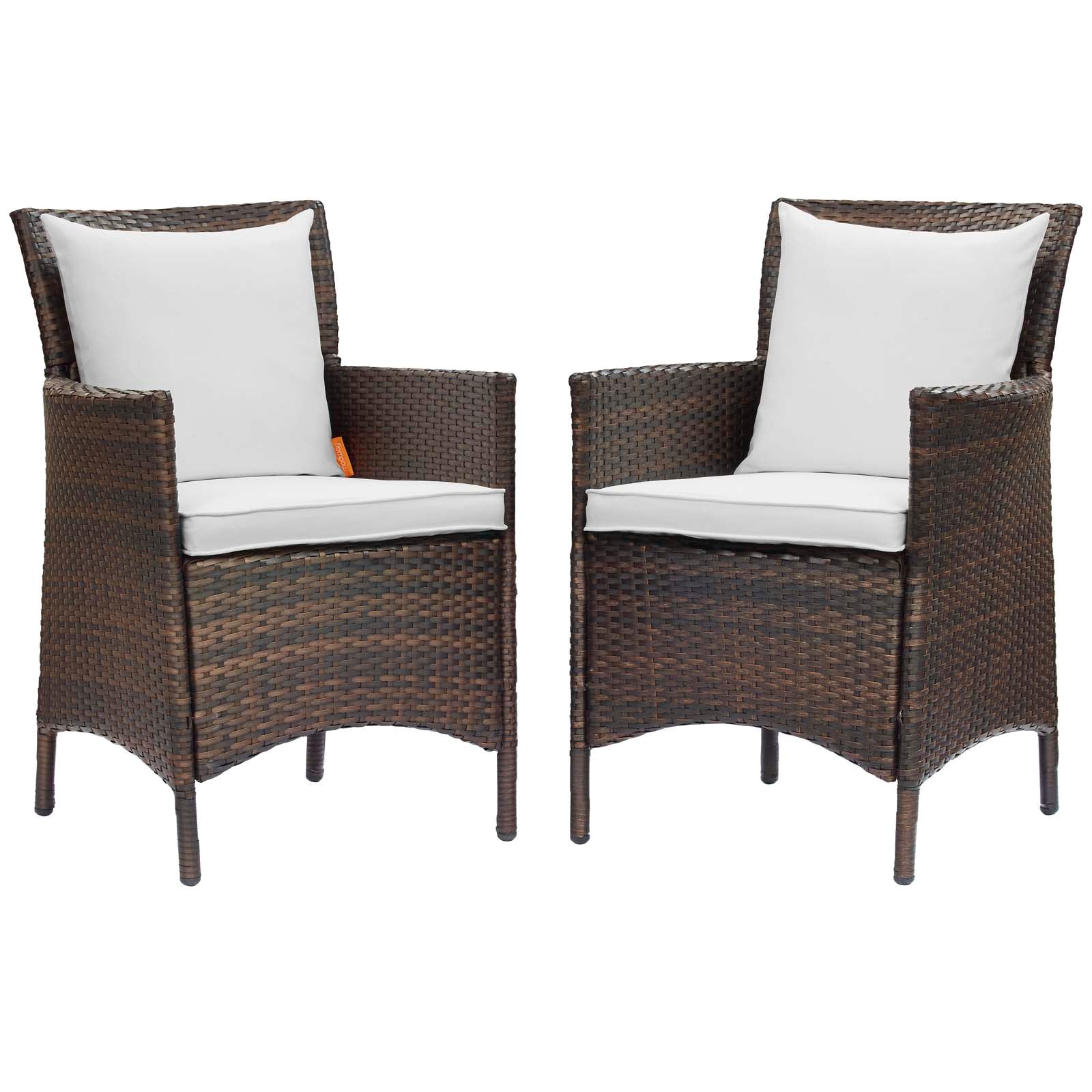 Conduit Outdoor Patio Wicker Rattan Dining Armchair Set of 2 By HouseBean