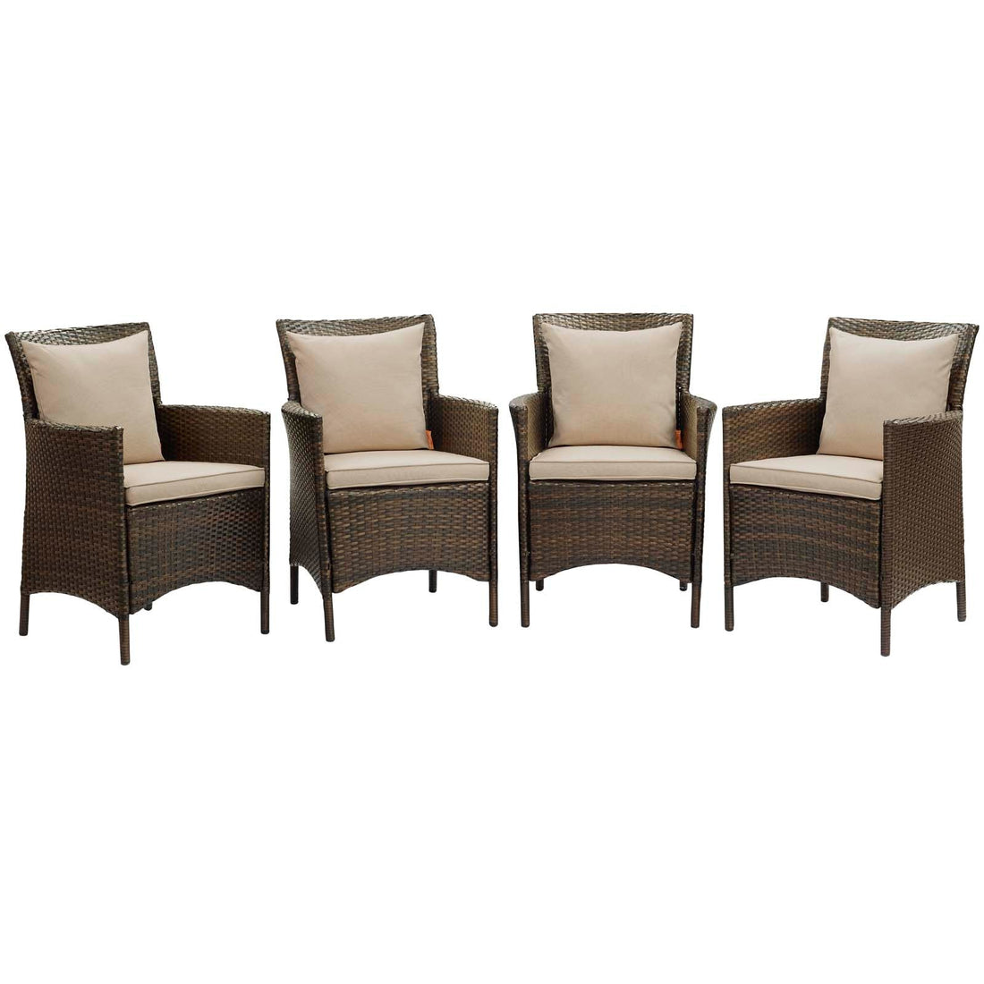 Conduit Outdoor Patio Wicker Rattan Dining Armchair Set of 4 By HouseBean