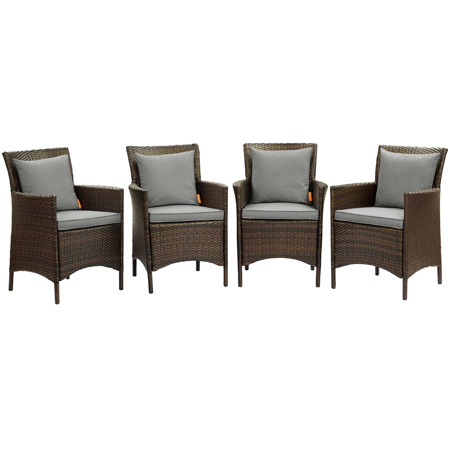 Conduit Outdoor Patio Wicker Rattan Dining Armchair Set of 4 By HouseBean