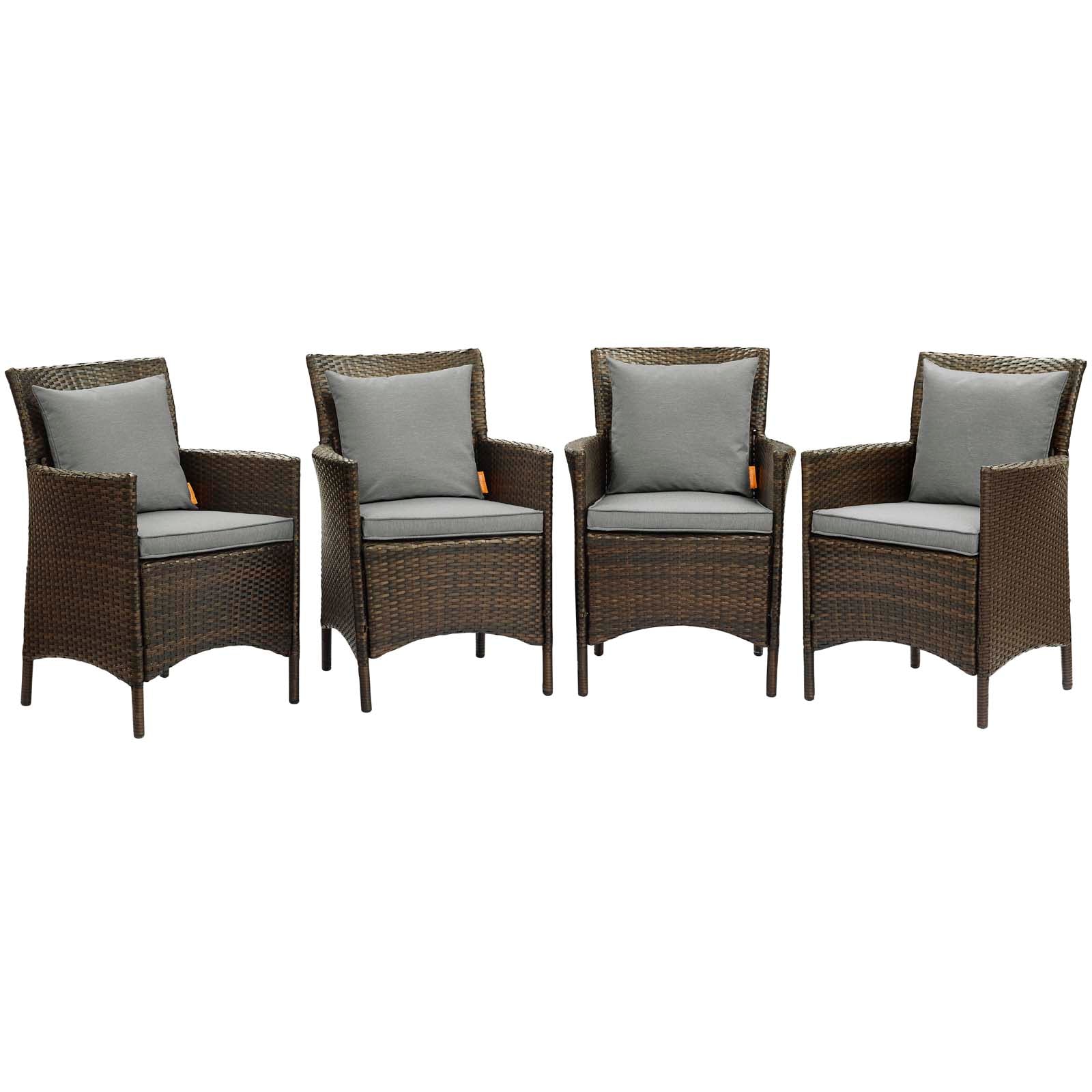 Conduit Outdoor Patio Wicker Rattan Dining Armchair Set of 4 By HouseBean