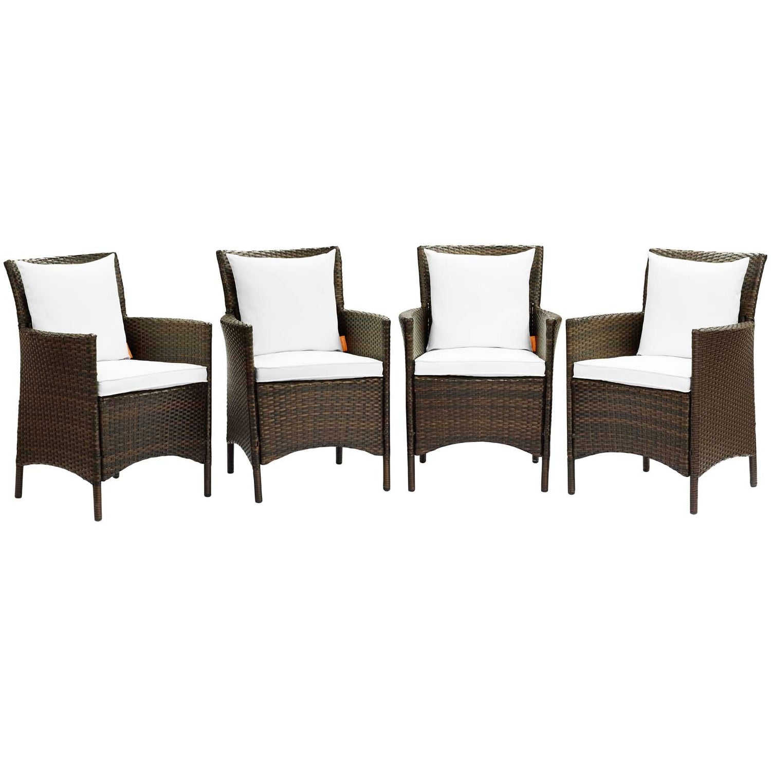 Conduit Outdoor Patio Wicker Rattan Dining Armchair Set of 4 By HouseBean