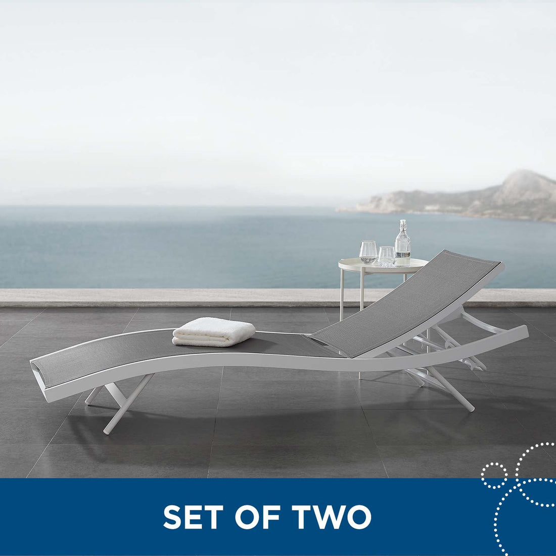 Glimpse Outdoor Patio Mesh Chaise Lounge Set of 2 by Modway