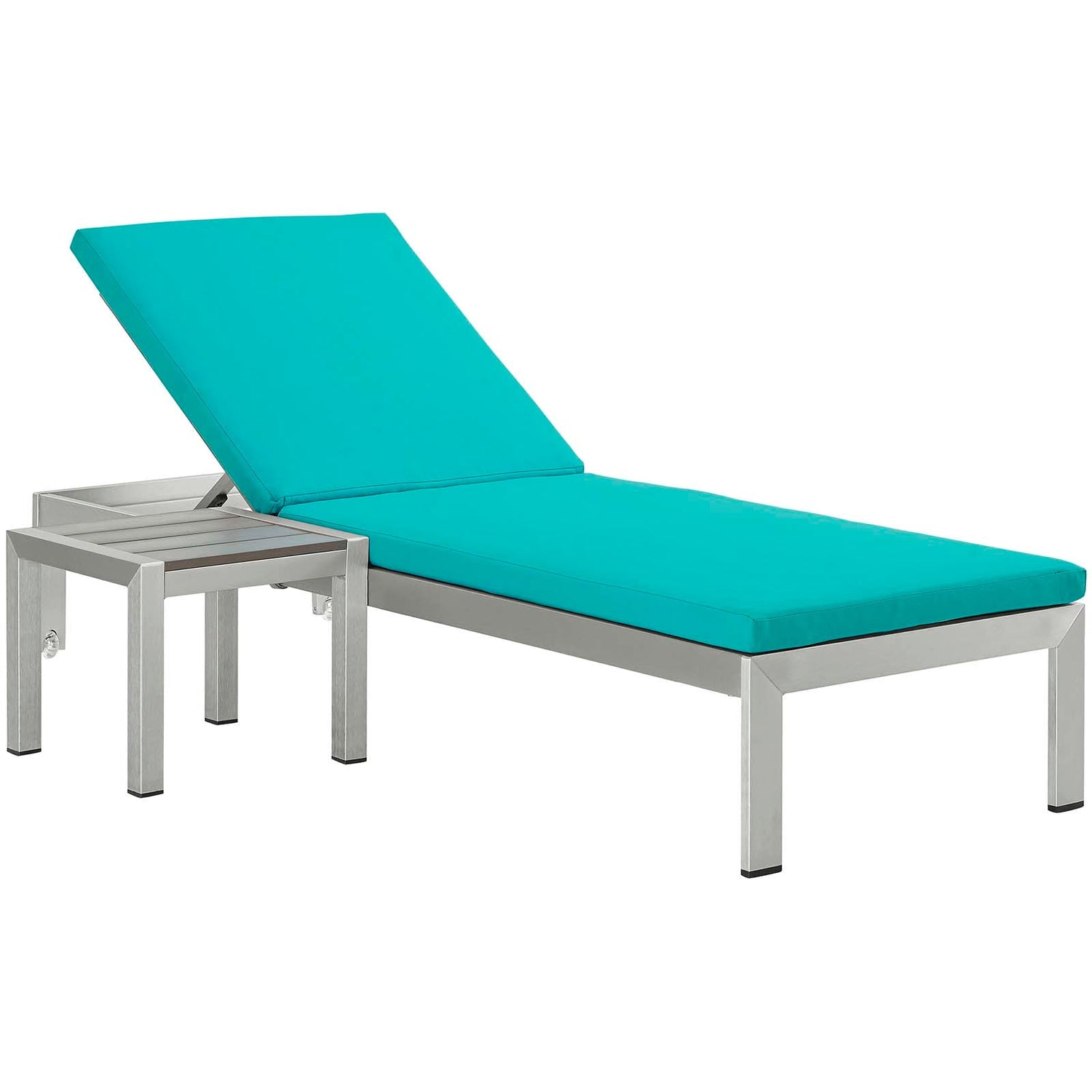 Shore Outdoor Patio Aluminum Chaise Lounge Chair and Side Table By HouseBean