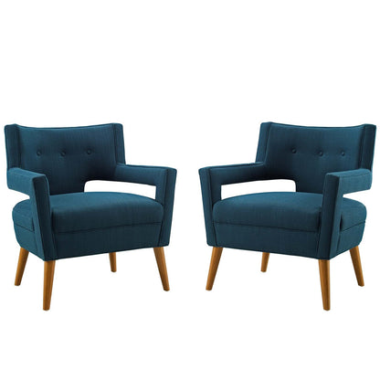 Sheer Upholstered Fabric Armchair Set of 2 By HouseBean