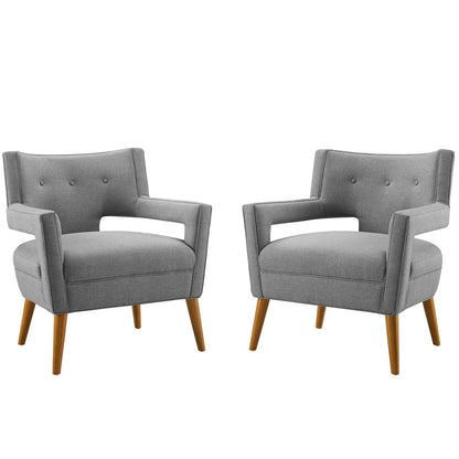 Sheer Upholstered Fabric Armchair Set of 2 By HouseBean