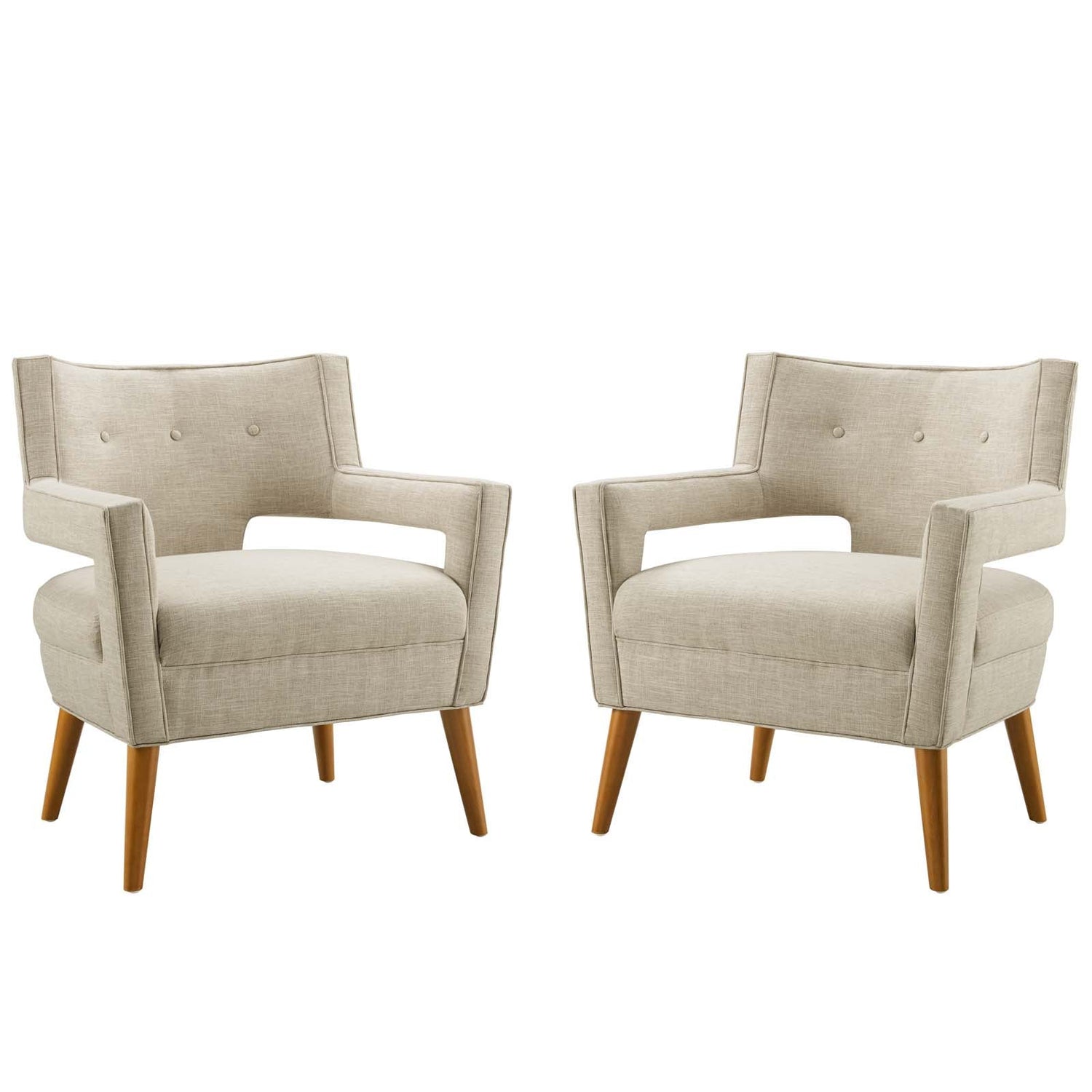 Sheer Upholstered Fabric Armchair Set of 2 By HouseBean