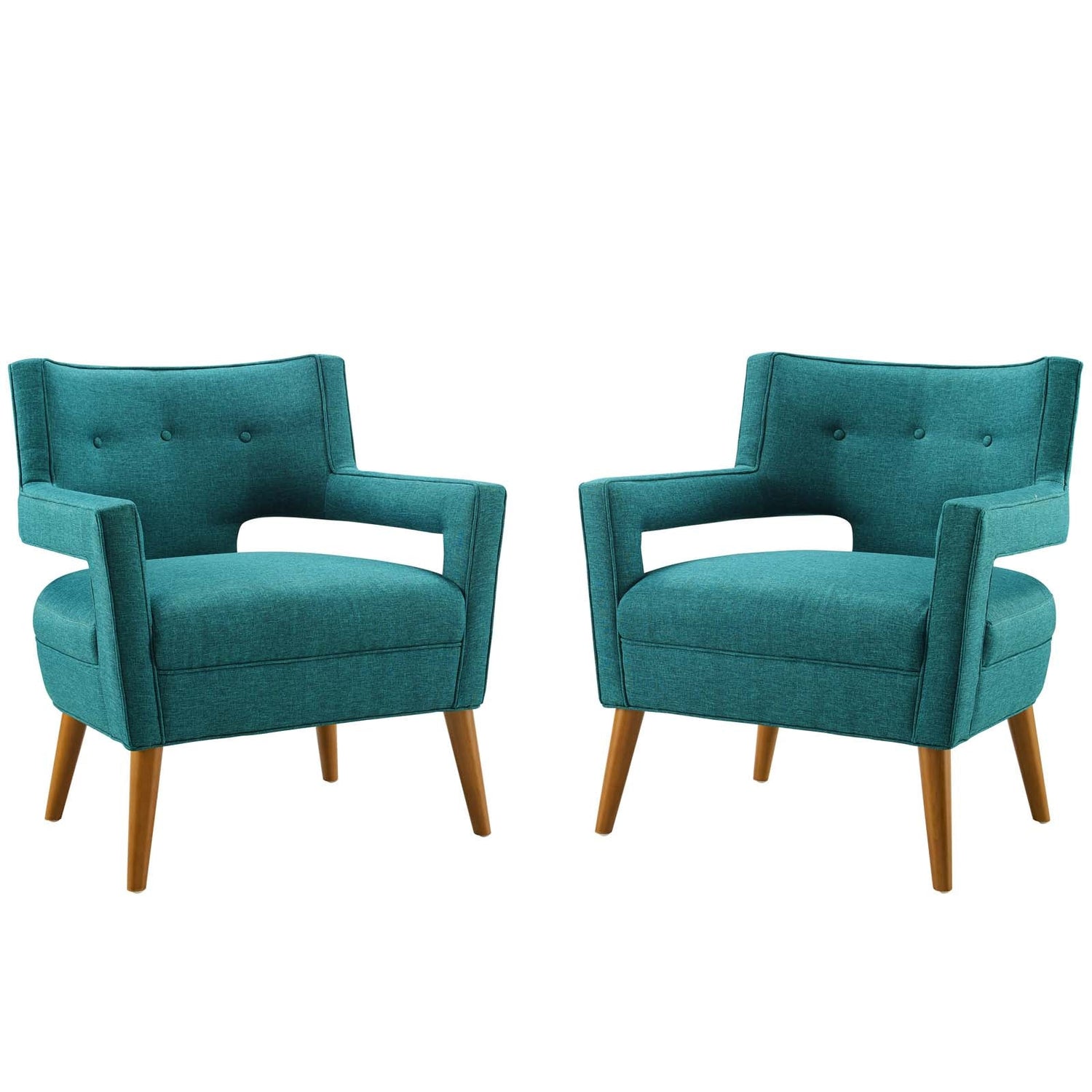 Sheer Upholstered Fabric Armchair Set of 2 By HouseBean