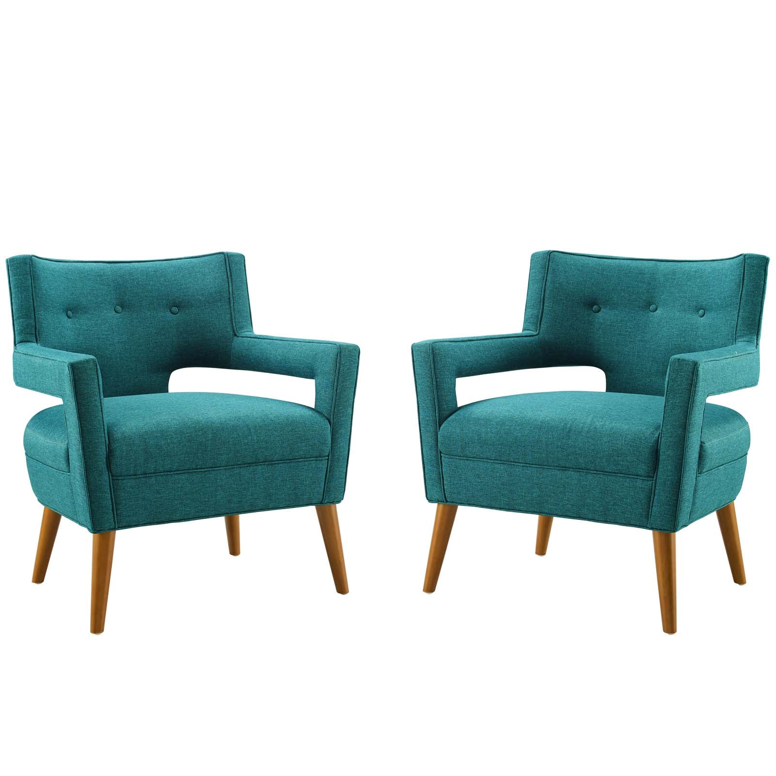 Sheer Upholstered Fabric Armchair Set of 2 By HouseBean