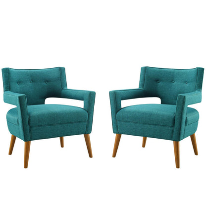 Sheer Upholstered Fabric Armchair Set of 2 By HouseBean