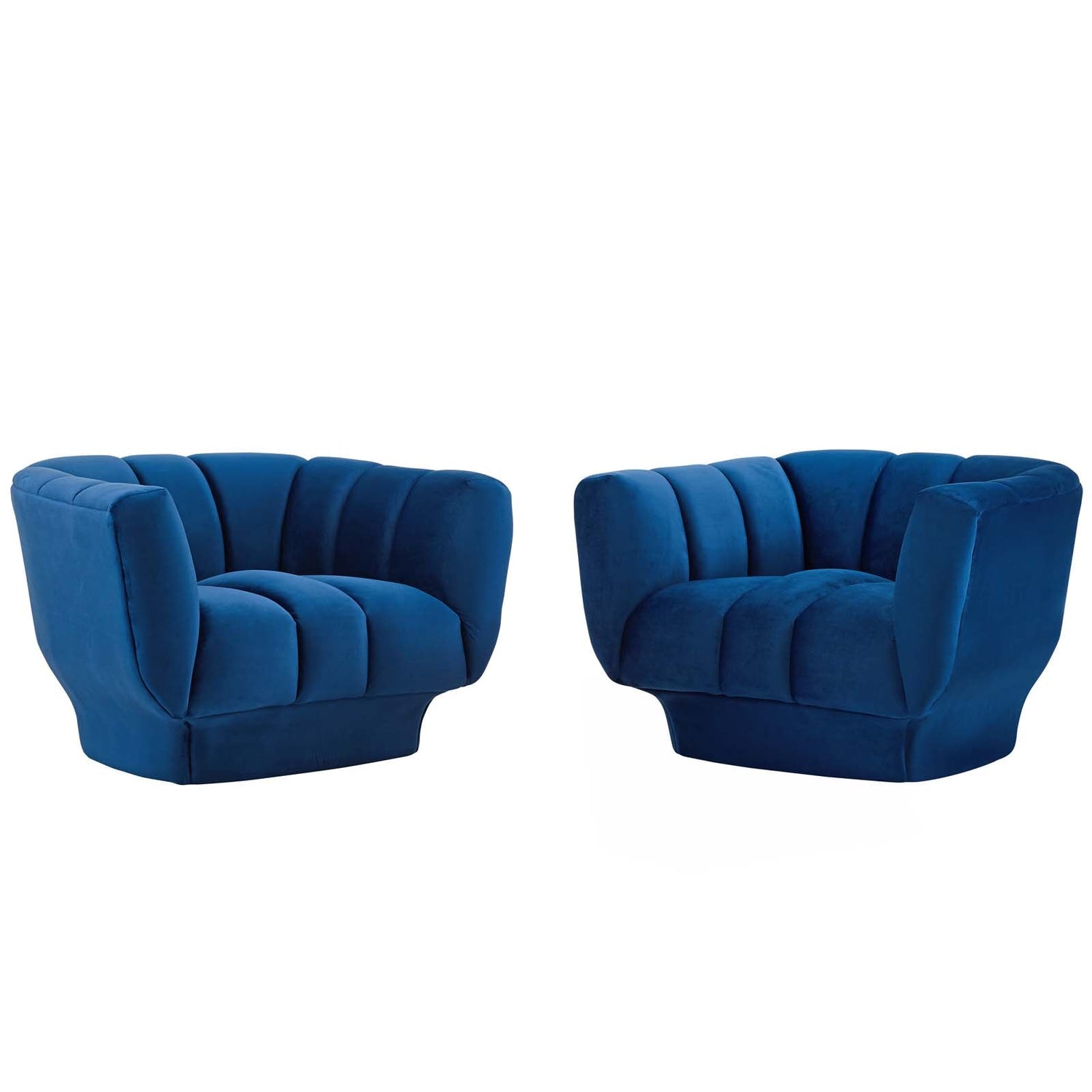 Entertain Vertical Channel Tufted Performance Velvet Armchair Set of 2 By HouseBean