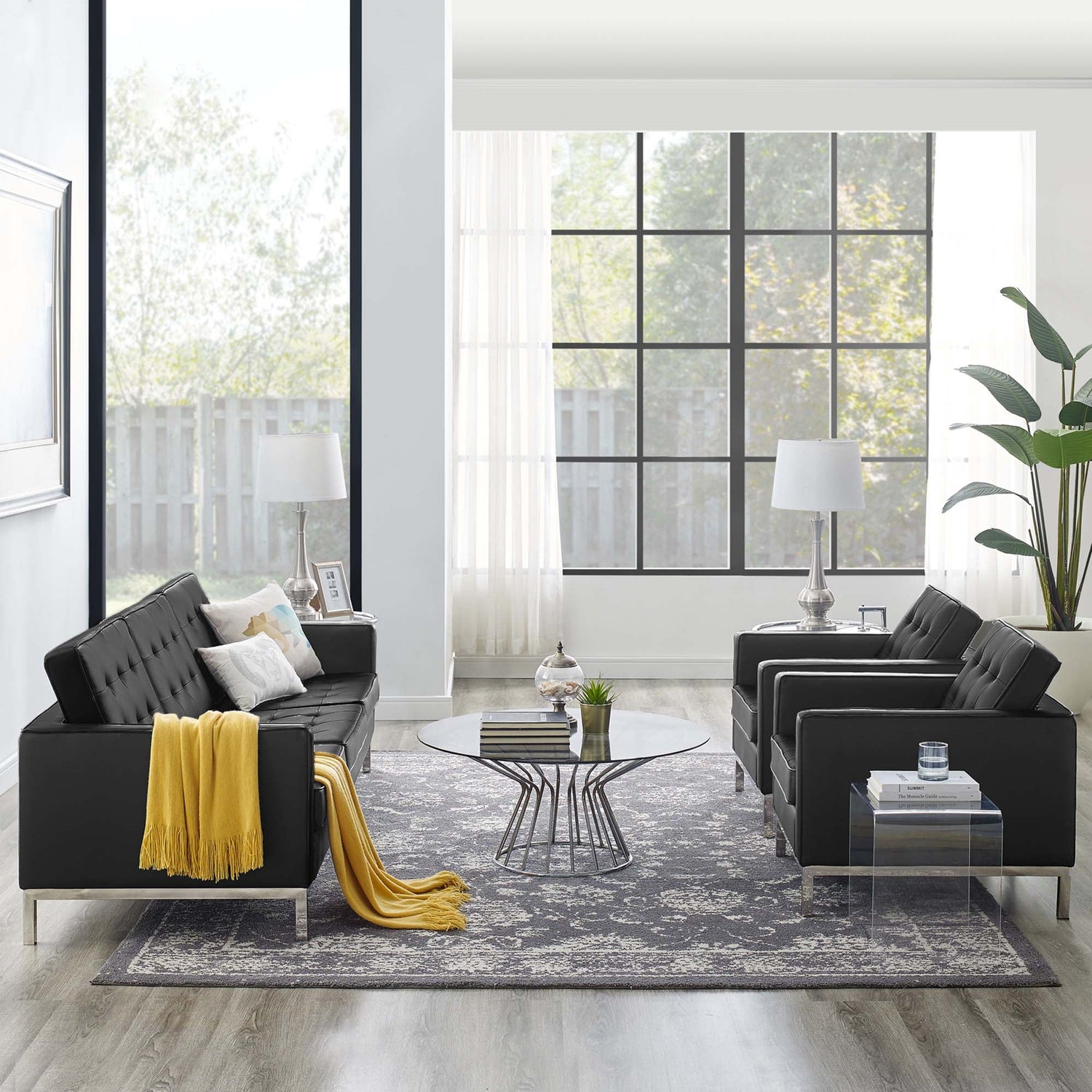 Loft Tufted Vegan Leather 3-Piece Furniture Set by Modway