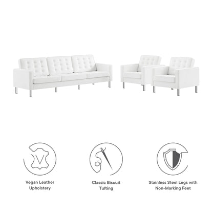 Loft Tufted Vegan Leather 3-Piece Furniture Set by Modway