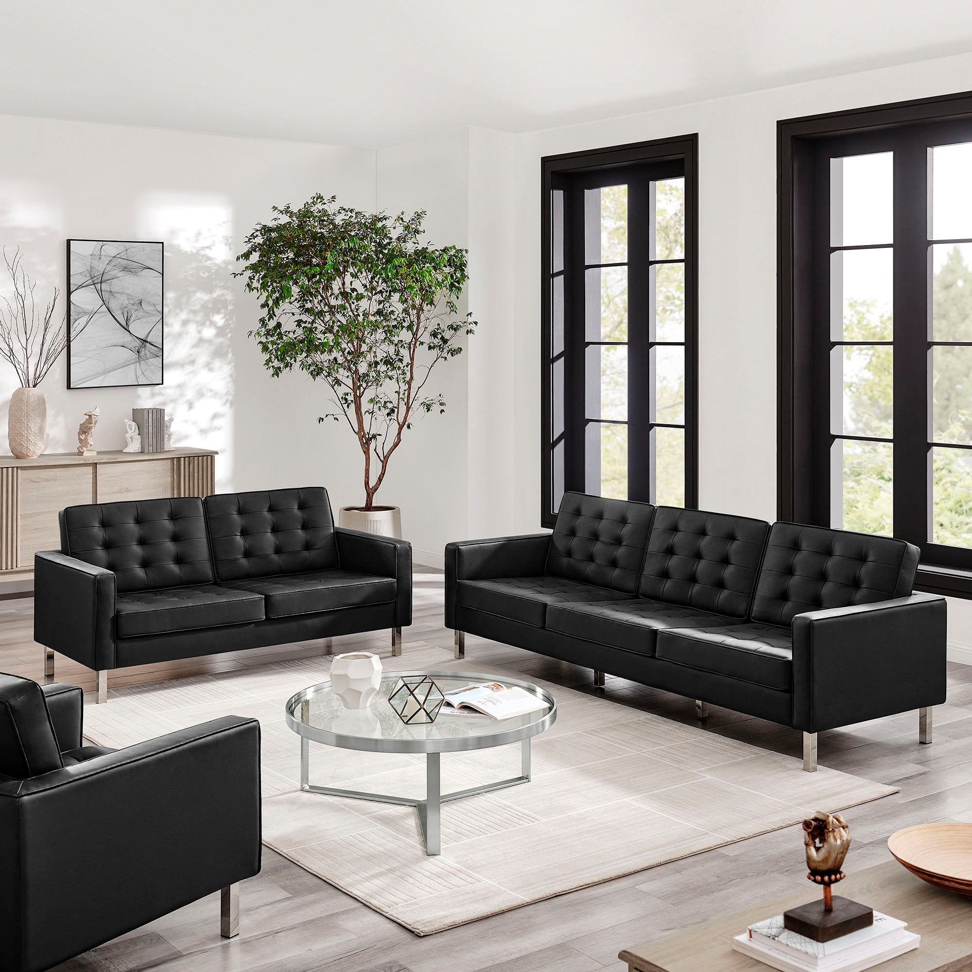 Loft 2-Piece Tufted Vegan Leather Furniture Set by Modway