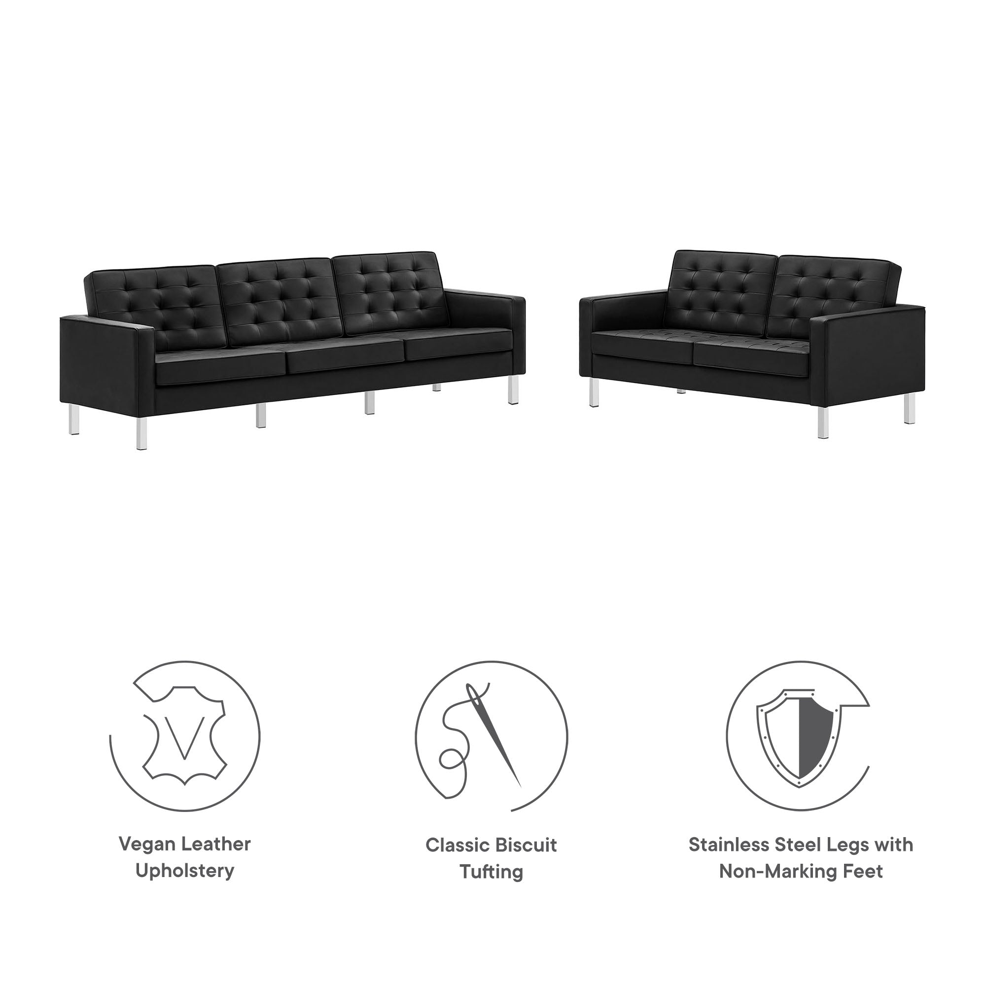 Loft 2-Piece Tufted Vegan Leather Furniture Set by Modway