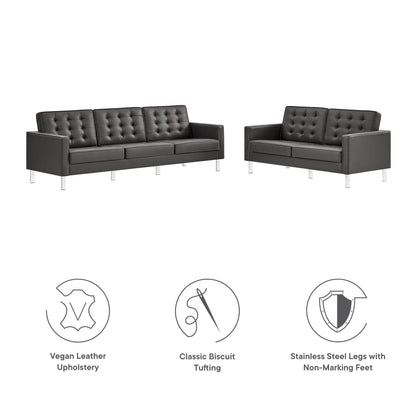 Loft 2-Piece Tufted Vegan Leather Furniture Set by Modway