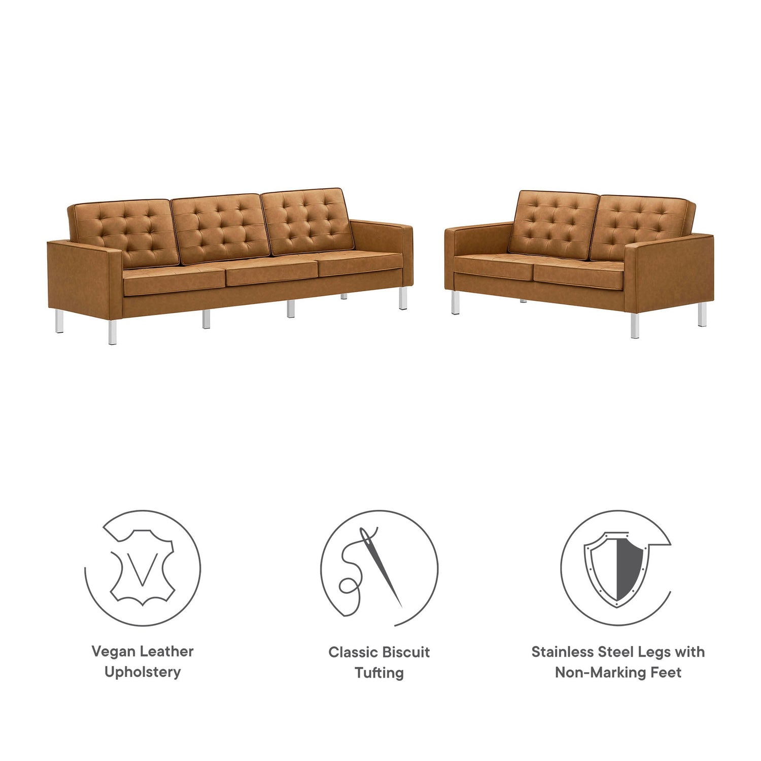 Loft 2-Piece Tufted Vegan Leather Furniture Set by Modway