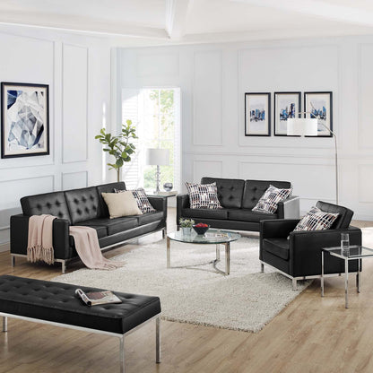 Loft 3 Piece Tufted Upholstered Faux Leather Set by Modway