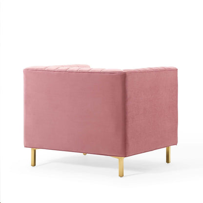 Shift Channel Tufted Performance Velvet Armchair By HouseBean