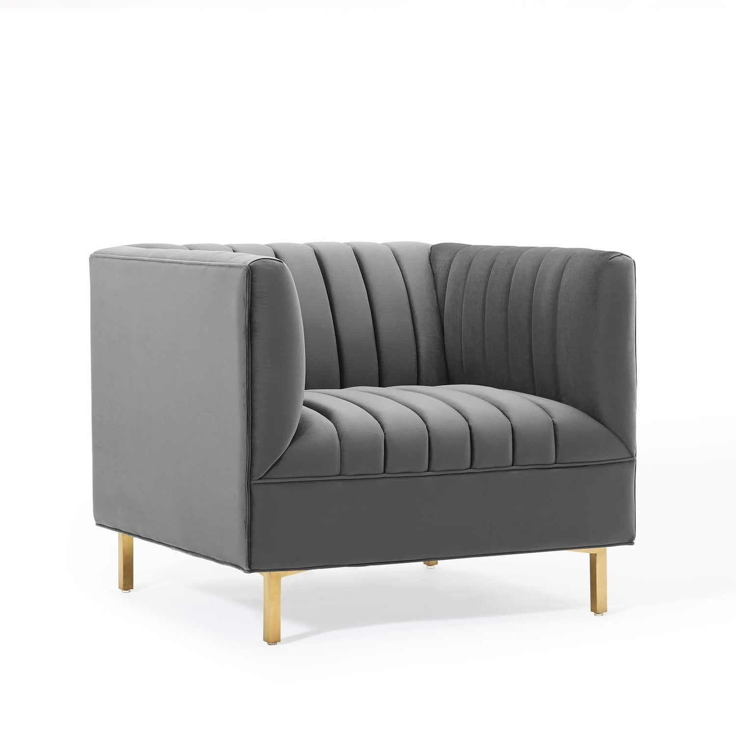 Shift Channel Tufted Performance Velvet Armchair By HouseBean