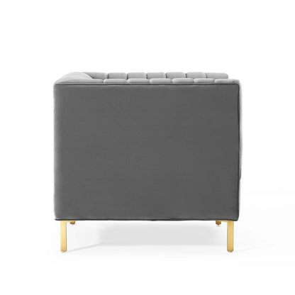 Shift Channel Tufted Performance Velvet Armchair By HouseBean